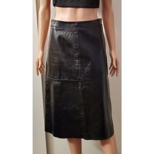 Small Black Genuine Leather GAP Skirt 2 goth metal